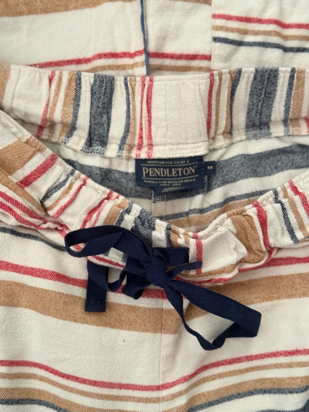 Pendleton Striped Pajama set in Navy, Red, Tan & Cream - Picture 5 of 5